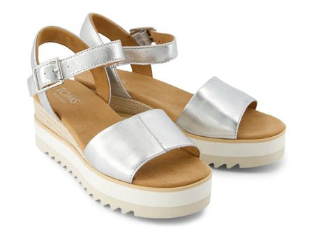 Toms Diana Silver Wedge Sandal