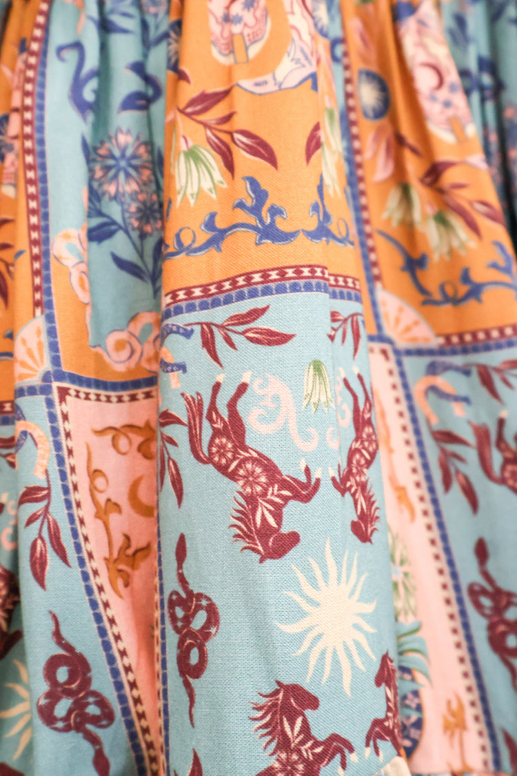 Painted Tiles Haven Western Print Girls Dress w/Cactus
