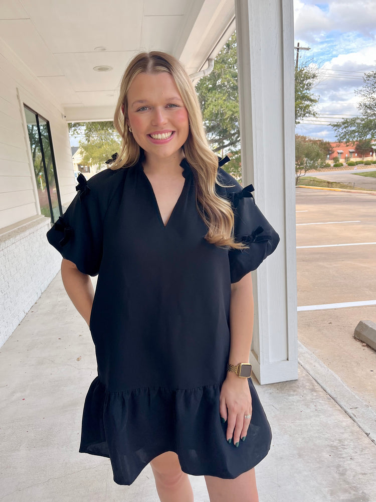 It's The Little Things Black Bow Dress