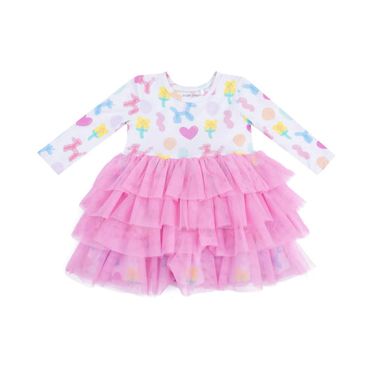 Balloon Animals Pink Twirly LS Tulle Dress
