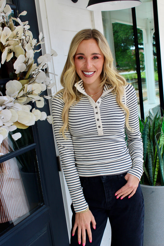 Lake Henley Stripe Top