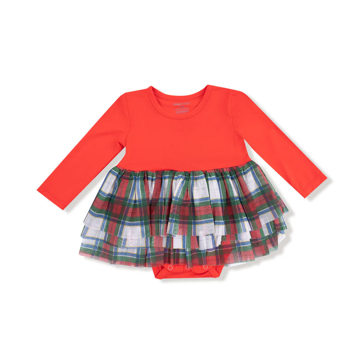 Holiday Plaid LS Tutu Bodysuit