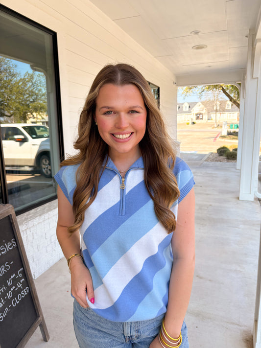 Celia Blue Stripe Sweater