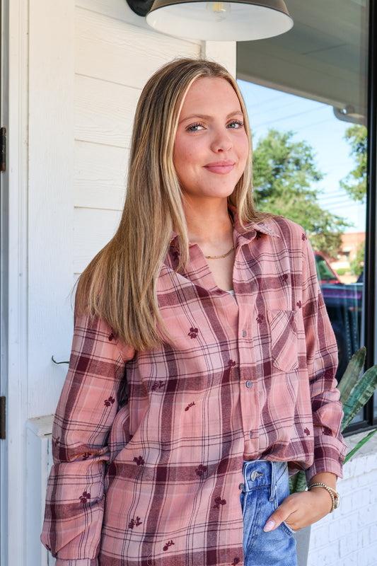 Rosebury Plaid Galina Button Down Top
