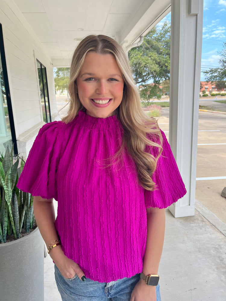 Haven't You Heard Fuchsia Textured Top