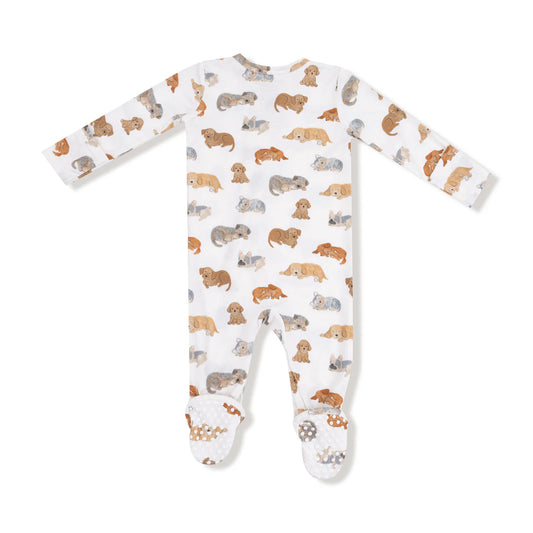 Napping Puppies Zipper Footie