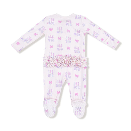 Lil Sis Zipper Ruffle Back Footie