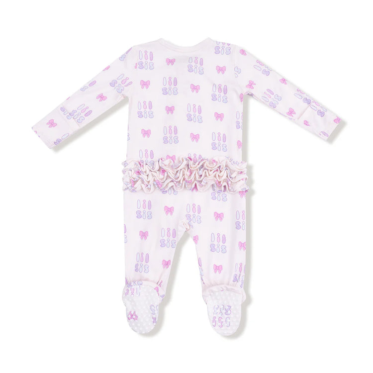 Lil Sis Zipper Ruffle Back Footie