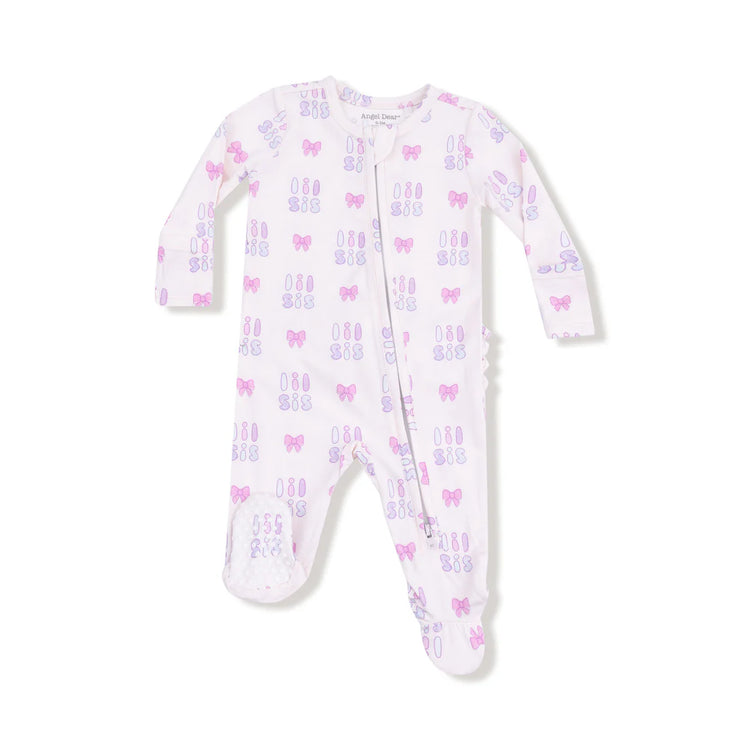 Lil Sis Zipper Ruffle Back Footie
