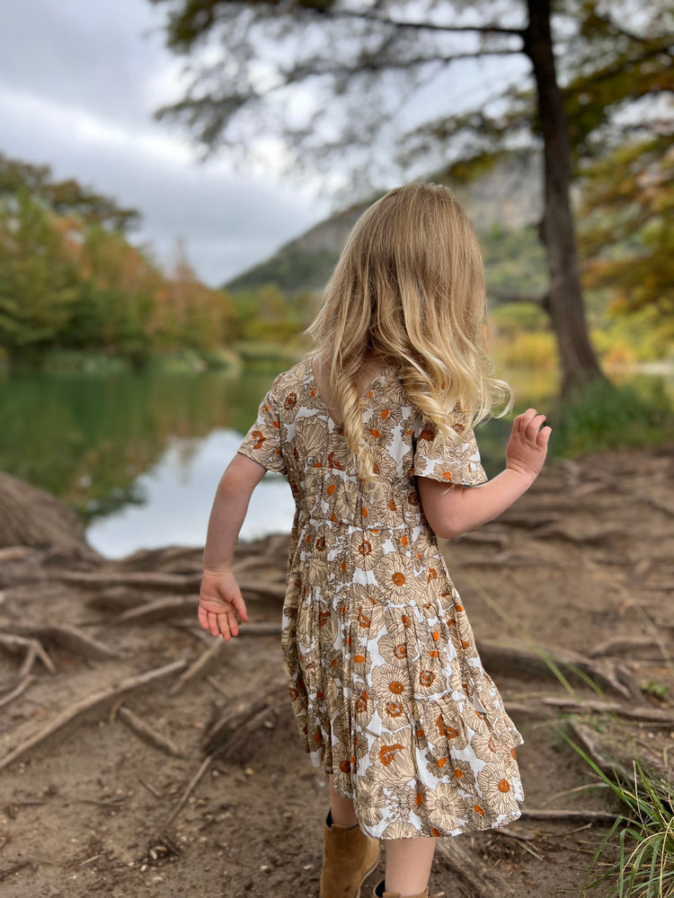 Golden Floral Indigo Dress