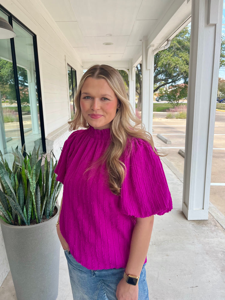 Haven't You Heard Fuchsia Textured Top