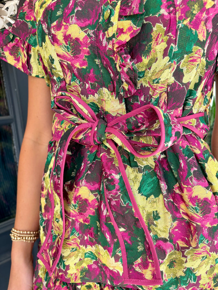 Lena Floral Jacquard Maxi Dress