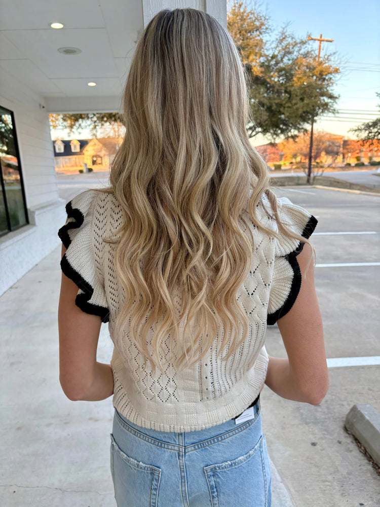 Nikita Cream & Black Sweater Top