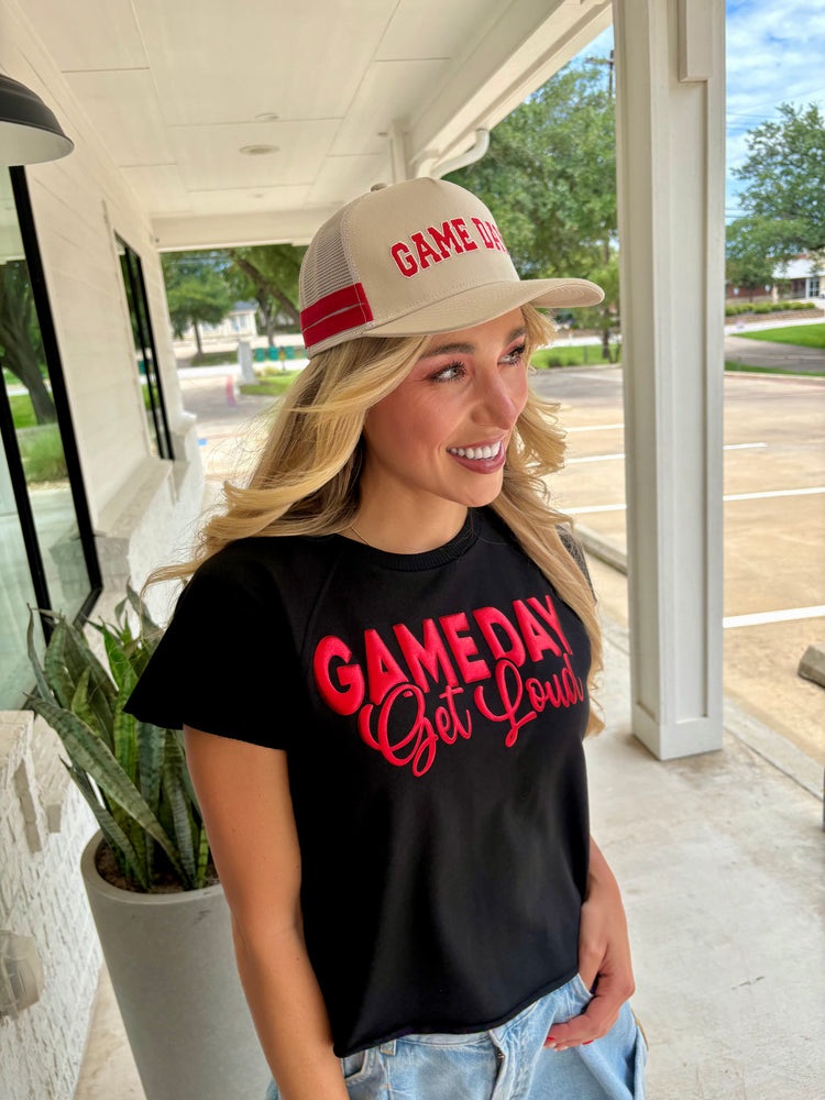 Embroidered Game Day Double Stripe Trucker Hat