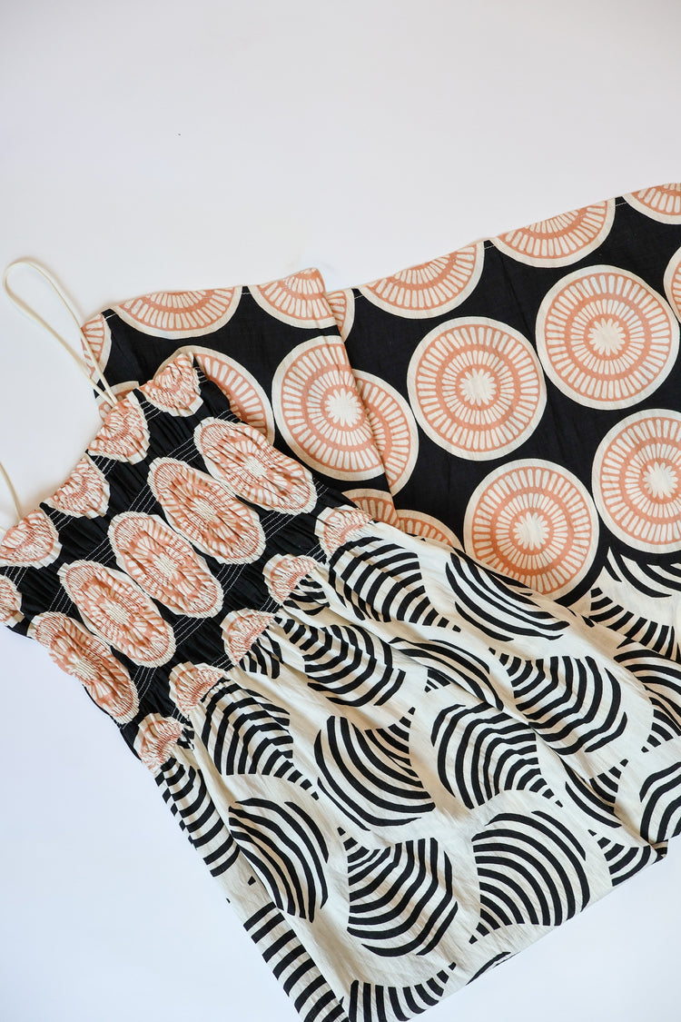 Midnight Shell Smocked Midi Dress