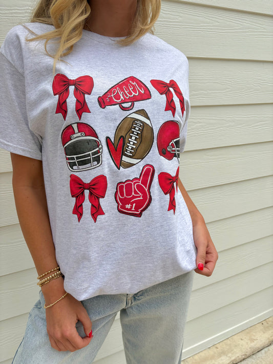Red Cheer Bows Everyday Tee