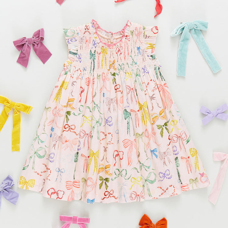 Girls Watercolor Bows Dress