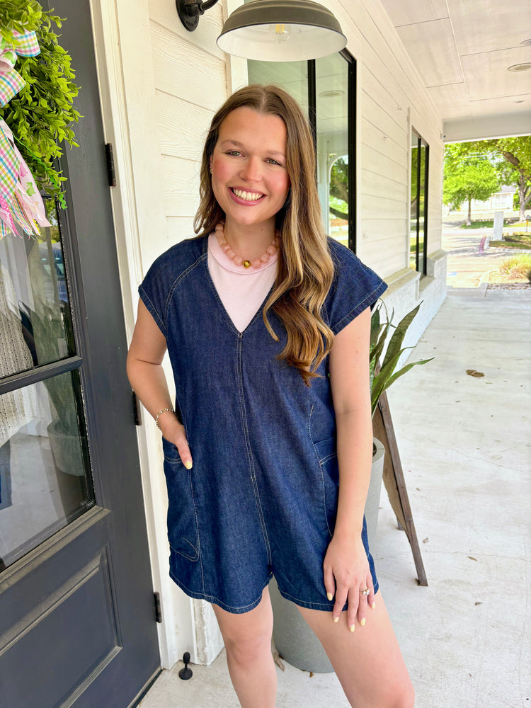 Free Fall Denim Romper