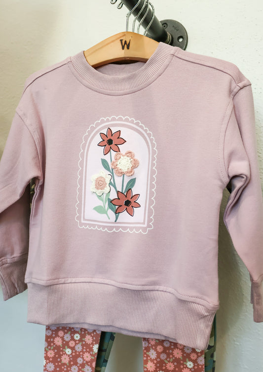 Crochet Flower Boxy Sweatshirt