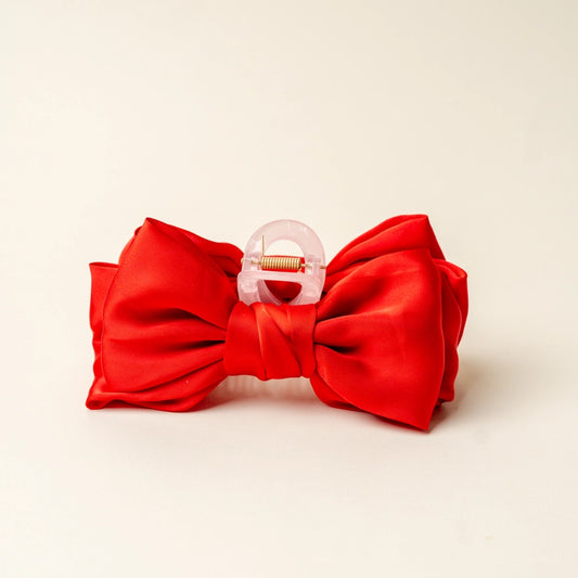Red Stain Bow Claw Clip