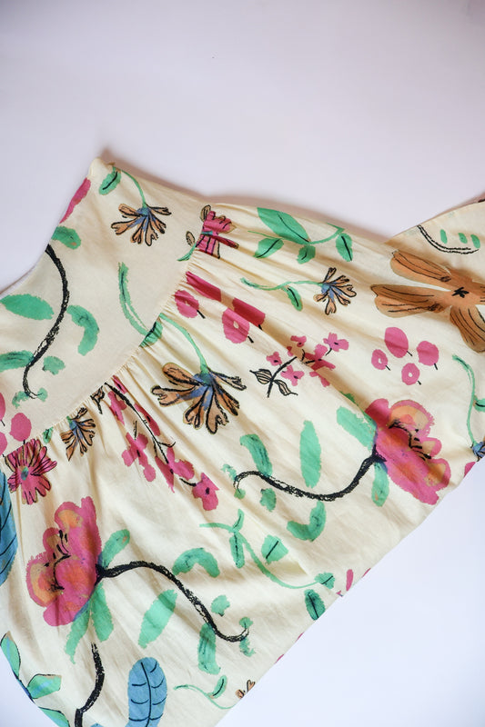 Bianca Yellow Floral Drop Waist Skirt