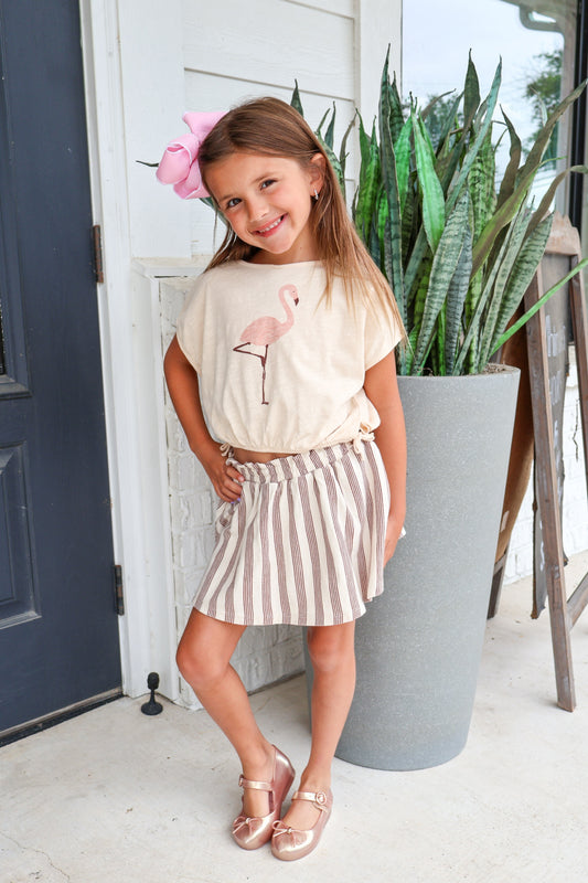 Flamingo Cropped Cinch Tee