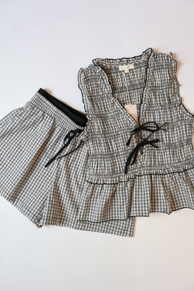 French Picnic Gingham Peplum Top