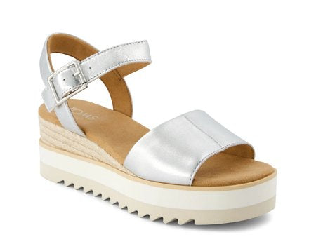 Toms Diana Silver Wedge Sandal