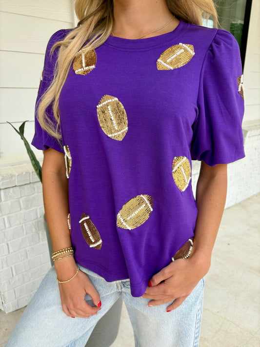 Purple/Gold Tina Football Top