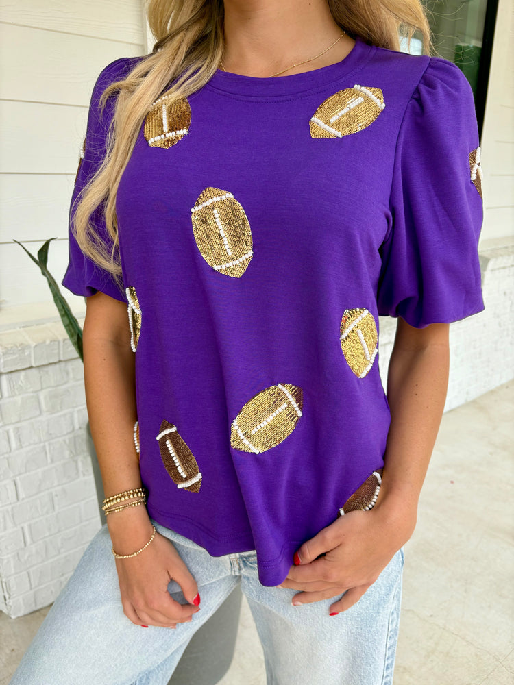 Purple/Gold Tina Football Top
