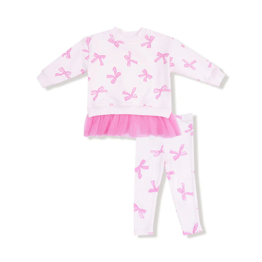 Pretty Bows Sweatshirt w/Tulle Ruffle & Leggings