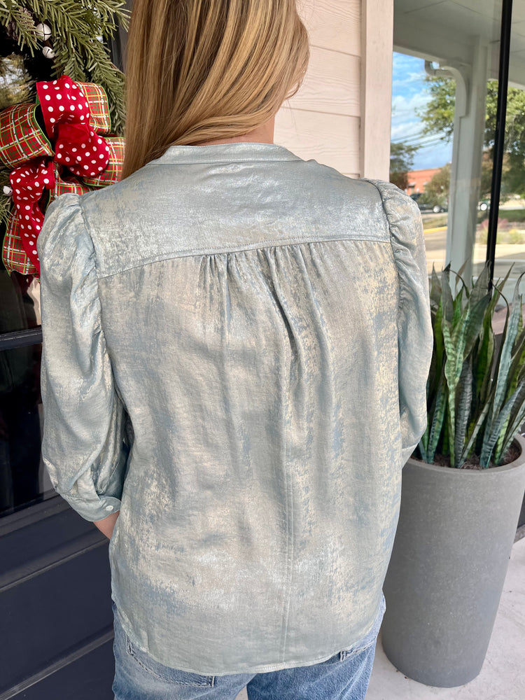 Blue Shadow Metallic Rowan Top