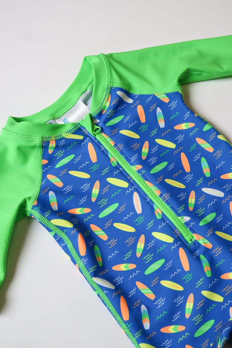 Neon Surfs Up LS 1pc Rash Guard Swimsuit