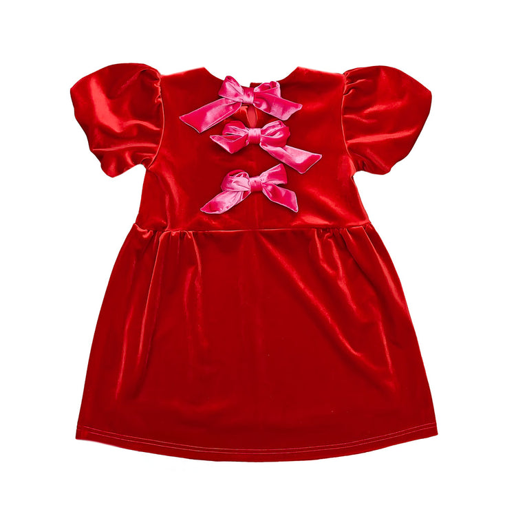 Red Velvet Bow Dress