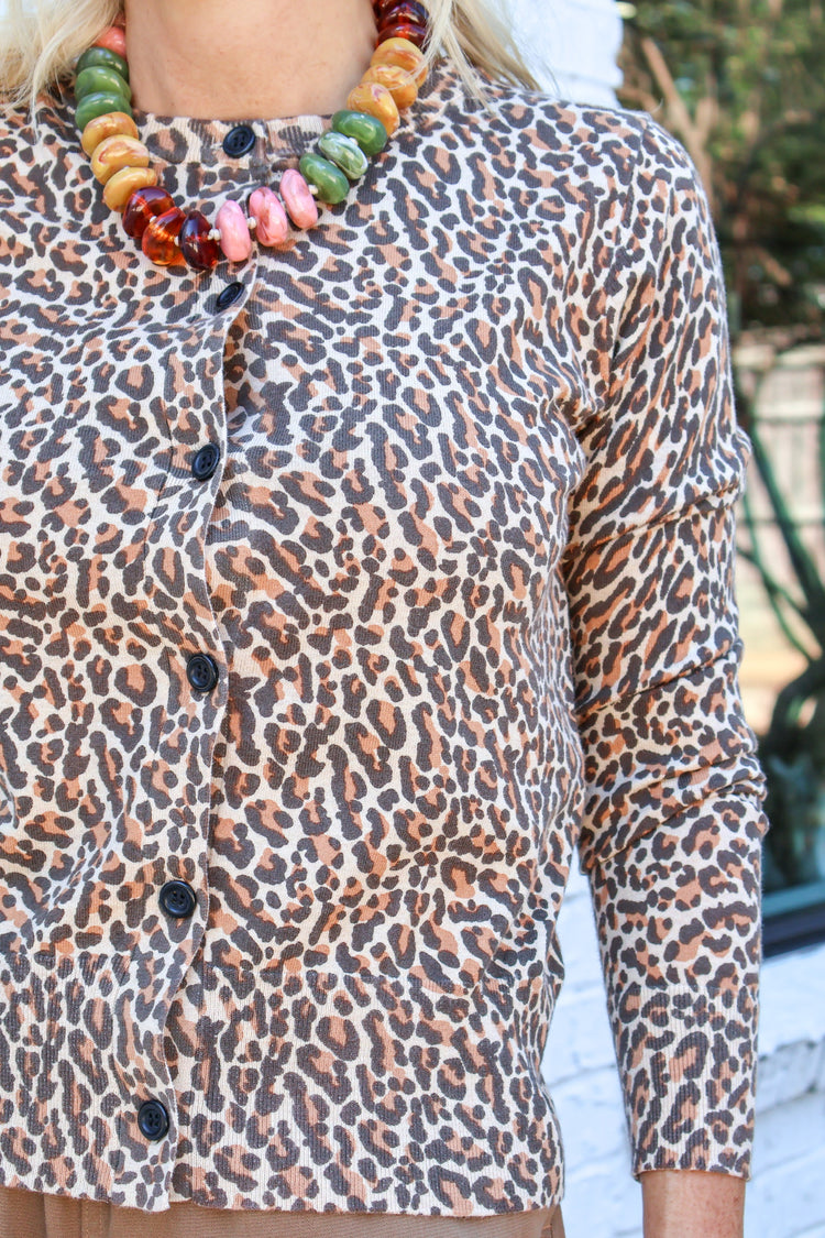 Laylia Classic Leopard Crew Neck Cardigan