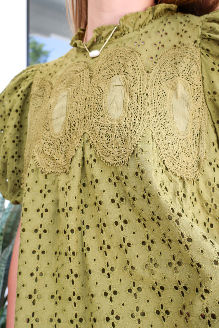 Olive & Ivy Cotton Eyelet Top