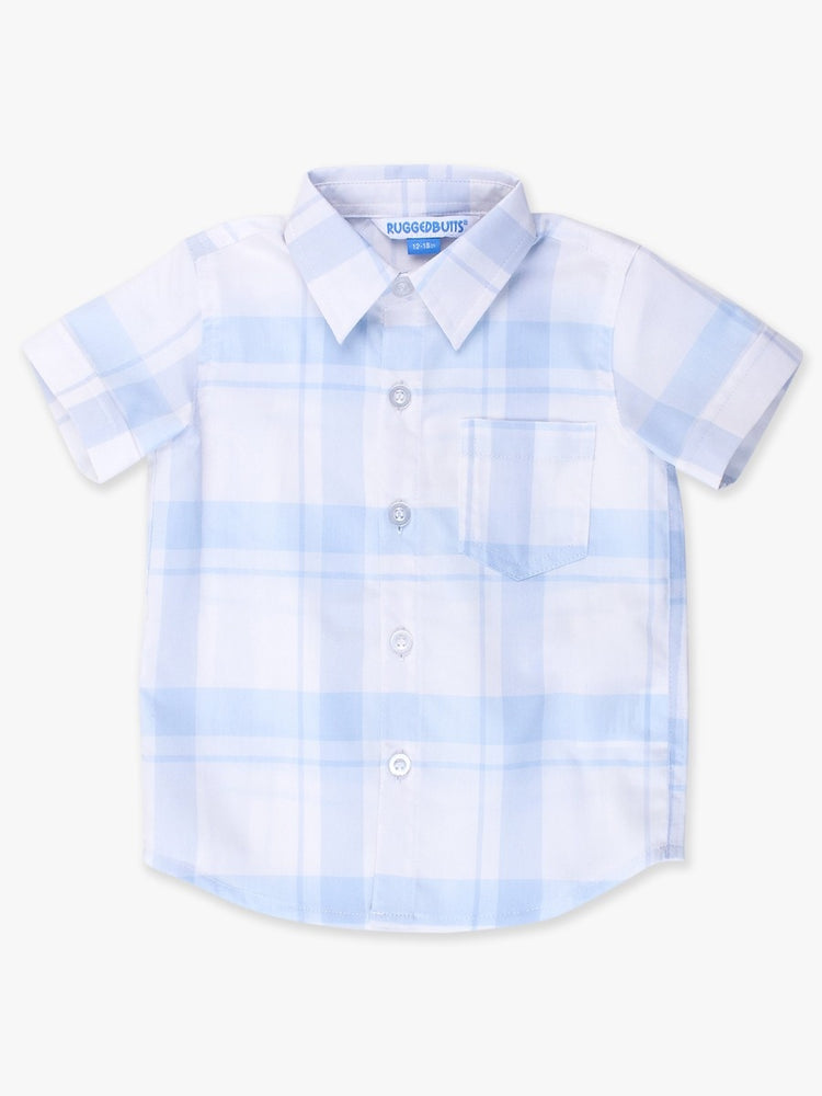 Light Blue Windowpane S/S Button Down Shirt