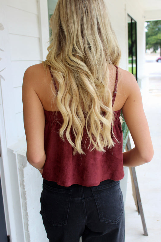 Bordeaux Sippin' Suede Tank Top