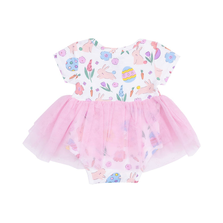 Easter Bunnies Pink Swirly S/S Tutu Bodysuit Dress