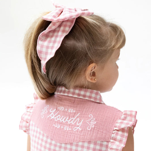 Rose Pink Plaid Western Pearl Snap Dress