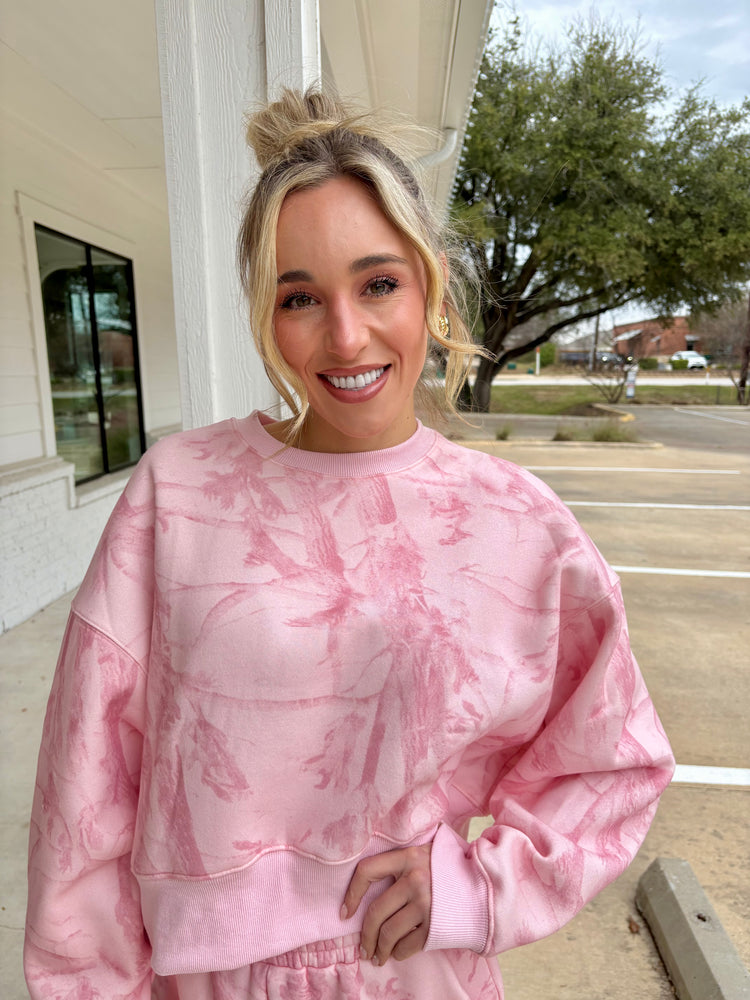 Cozy Darling Pink Camouflage Sweatshirt