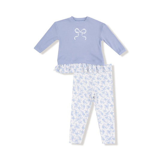 Romi Floral Waffle Pullover Bow Set
