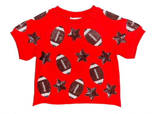 Red & Black Football SS Sweat Top