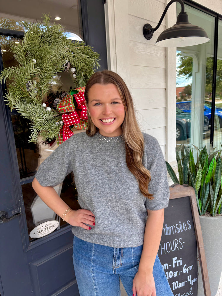 Byomea Rhinestone SS Sweater