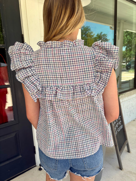 Aegean Plaid Top