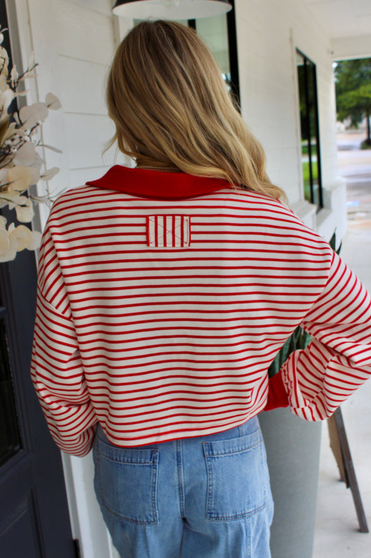 Striped Idea Cherry Red Top