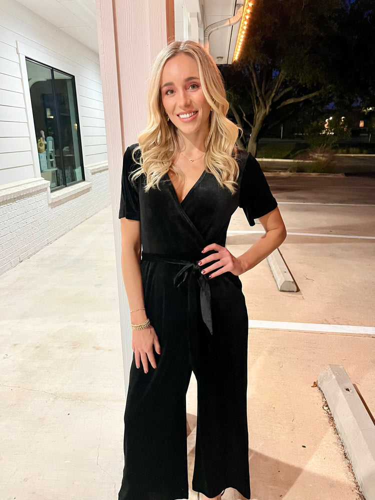 Elegant Essence Velvet Wrap Jumpsuit