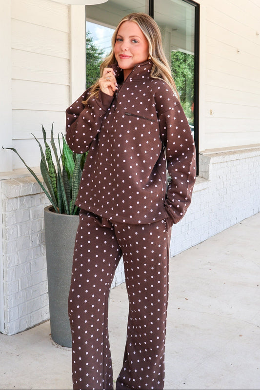 Polka Dot Perfection Fleece Pant w/ Whipstitch