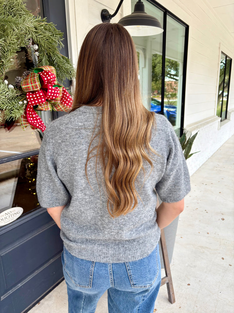 Byomea Rhinestone SS Sweater