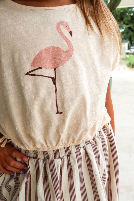 Flamingo Cropped Cinch Tee